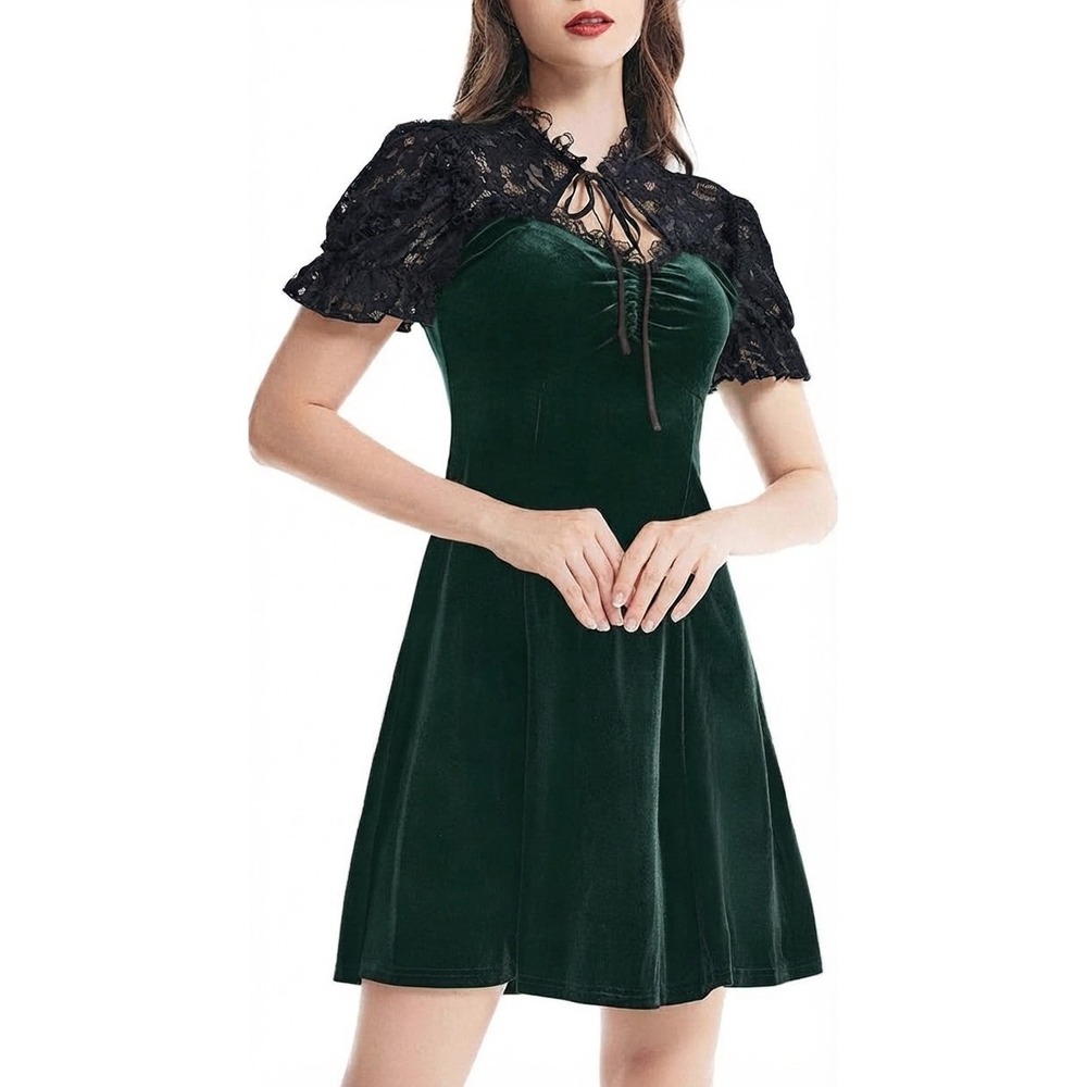 NWT SCARLET DARKNESS Dress Goth Vampire Velvet Lace Dark Romantic Witchy -Sz S